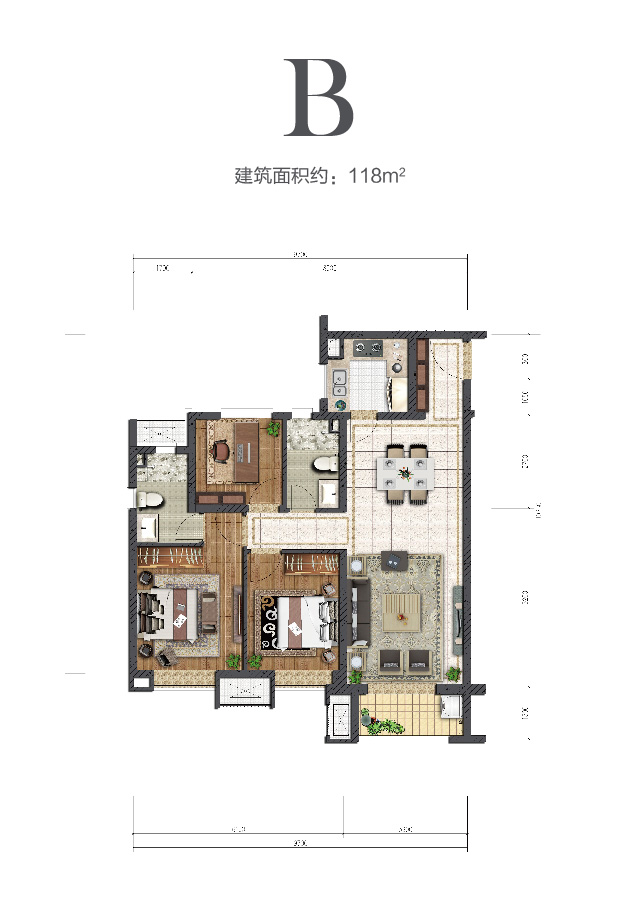 金辉中环云著118㎡户型图